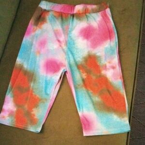 Tie-Dye Capri Pants in Pink, Teal & Orange
